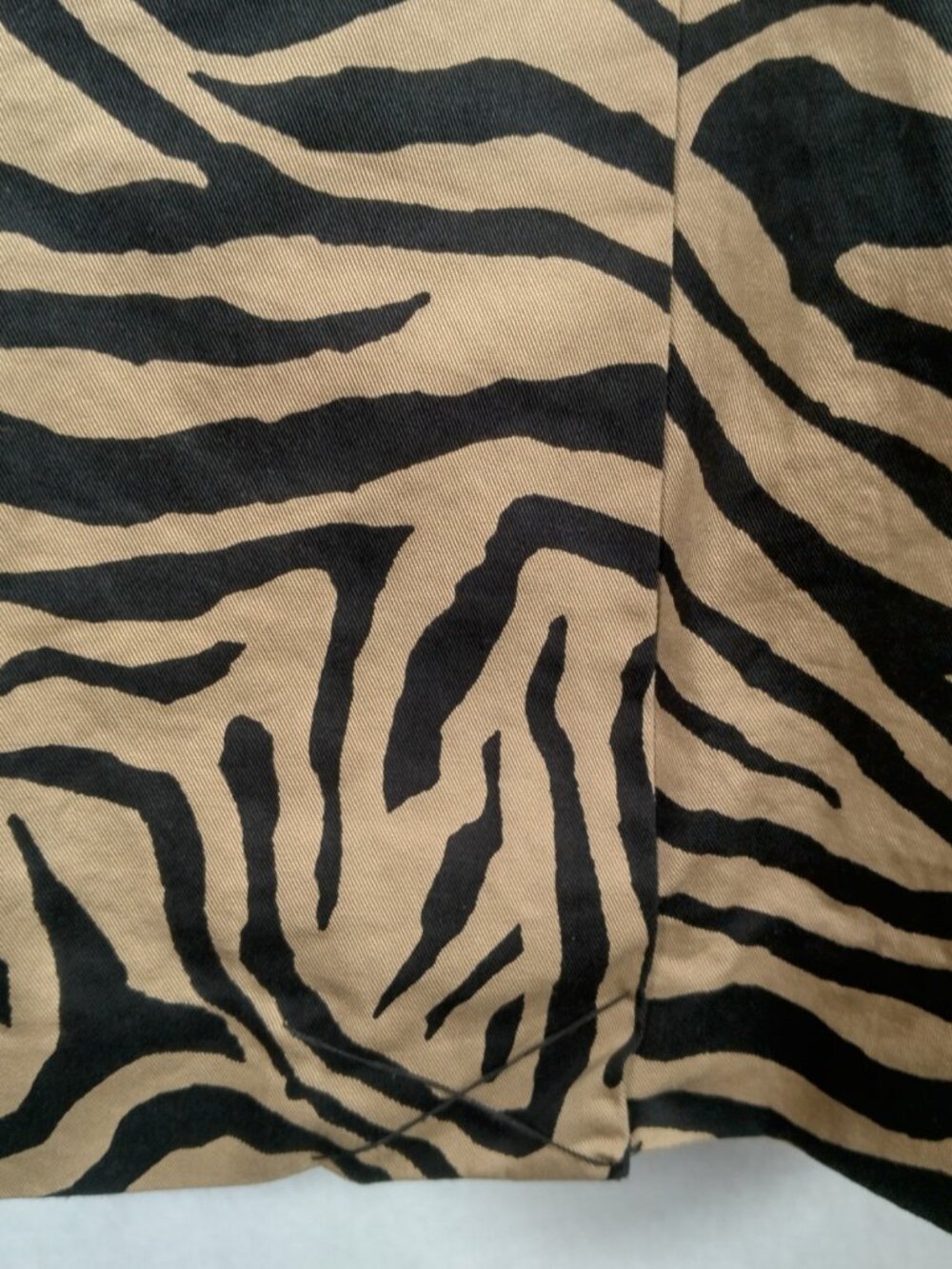 Dana Buchman Jacket Small Long Animal Print Brown Black Zebra Cotton Belt Blazer - Picture 13 of 16
